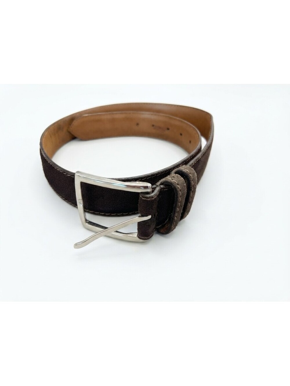 Cole Haan Men's Dark Brown Suede Leather Belt Size 34-38 (1.25" Width)
